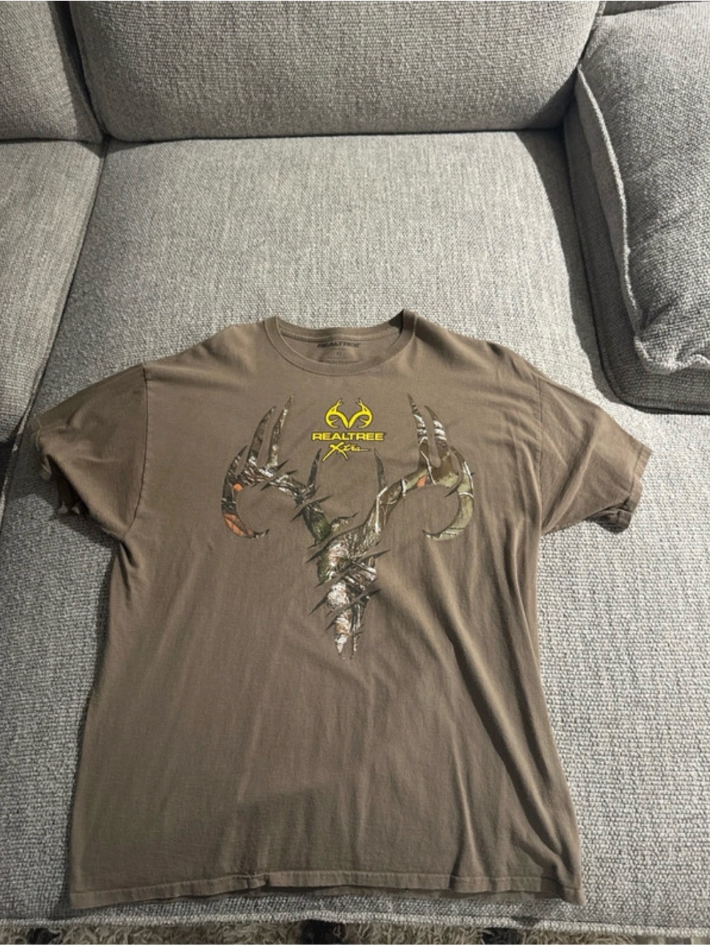 Realtree Brown Short-Sleeve Tee with Camo Antler Graphic